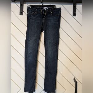 PAIGE Dark Wash Skinny Jeans - Indigo Blue, low rise. Run small